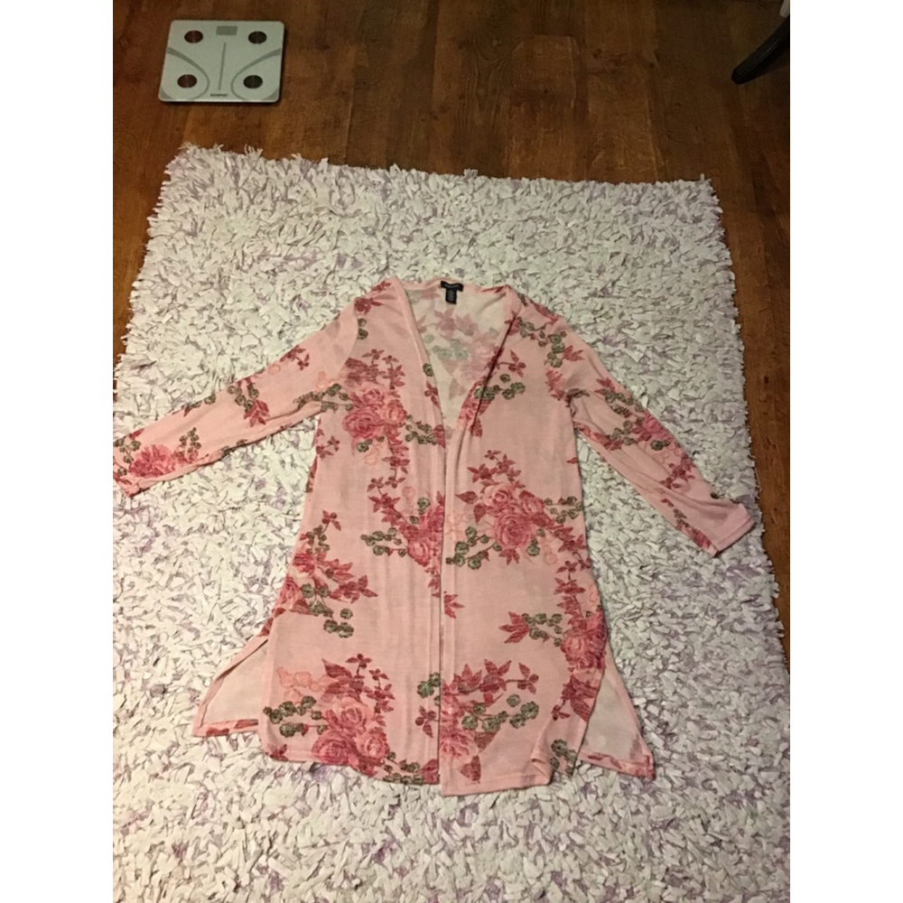 Women's Rouge Collection Pink Floral Cardigan 2X